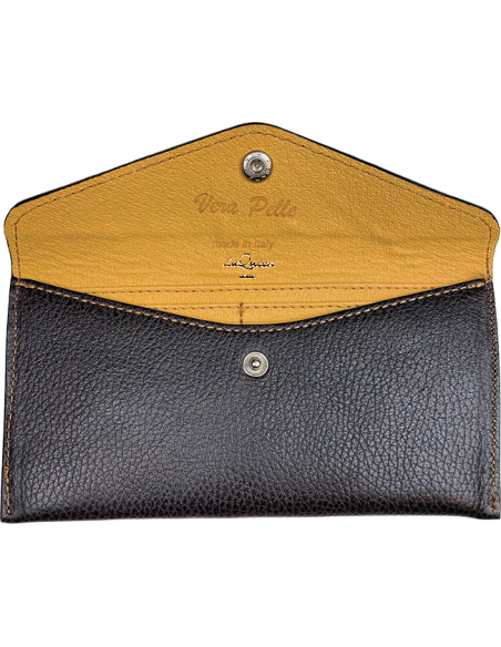 Portafoglio slim in pelle Moka