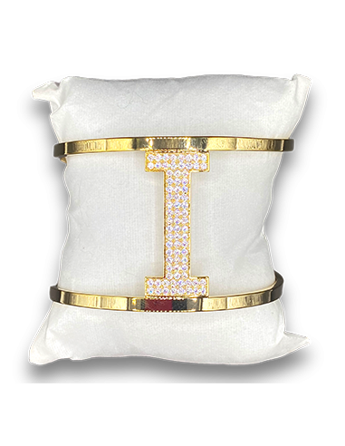 Bracciale rigido con iniziale in strass