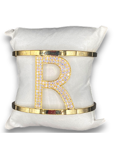 Bracciale rigido con iniziale in strass 2
