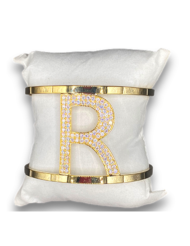 Bracciale rigido con iniziale in strass