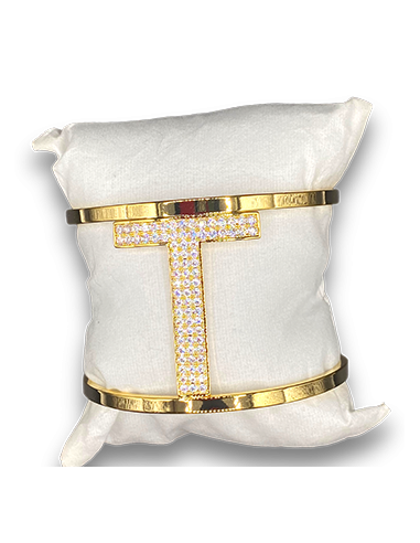 Bracciale rigido con iniziale in strass