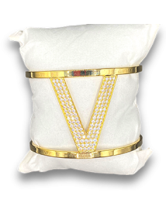 Bracciale rigido con iniziale in strass