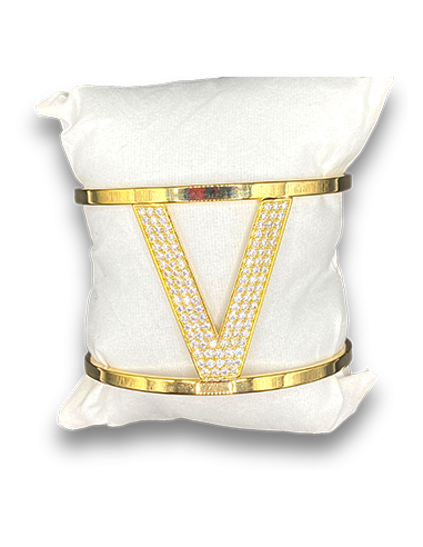 Bracciale rigido con iniziale in strass