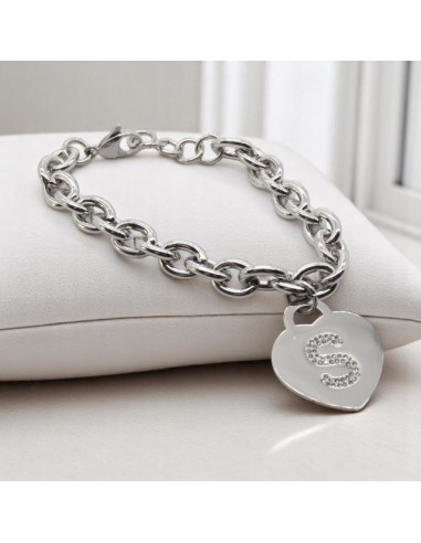 Bracciale catena e lettera in strass