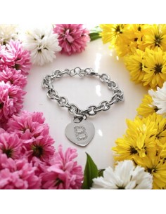 Bracciale catena e lettera strass 2