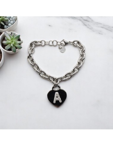 Bracciale catena e lettera in strass
