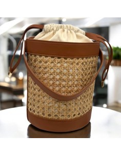Borsa secchiello in vimini Ecopelle 2