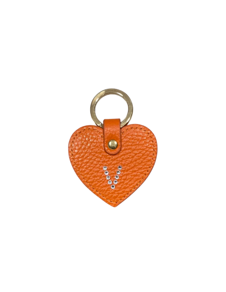 Portachiavi a cuore con lettera Swarovski