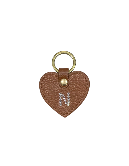 Portachiavi a cuore con lettera Swarovski