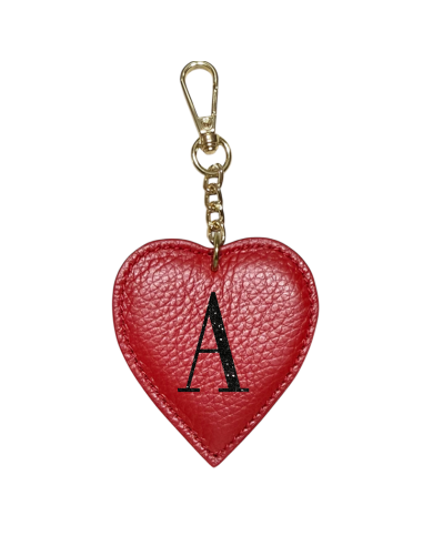 Portachiavi a cuore con lettera glitter