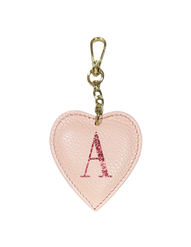 Portachiavi a cuore con lettera glitter