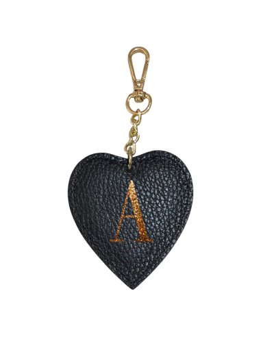 Portachiavi a cuore con lettera glitter