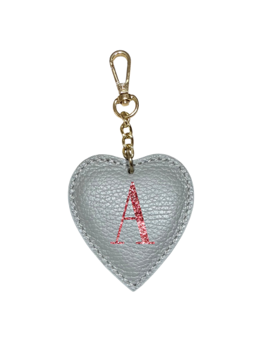 Portachiavi a cuore con lettera glitter
