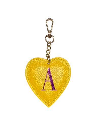 Portachiavi a cuore con lettera glitter