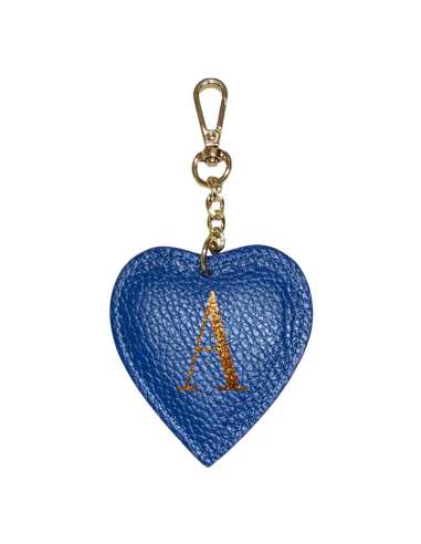 Portachiavi a cuore con lettera glitter