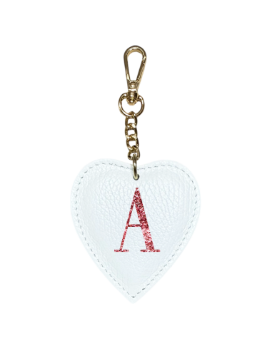 Portachiavi a cuore con lettera glitter
