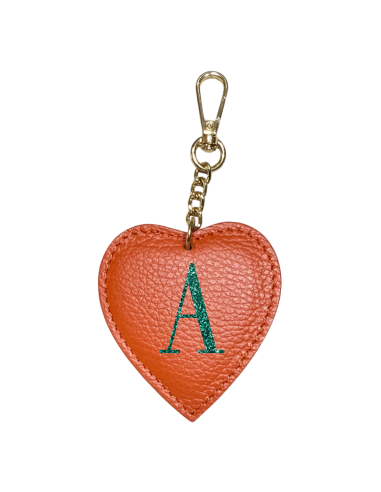 Portachiavi a cuore con lettera glitter