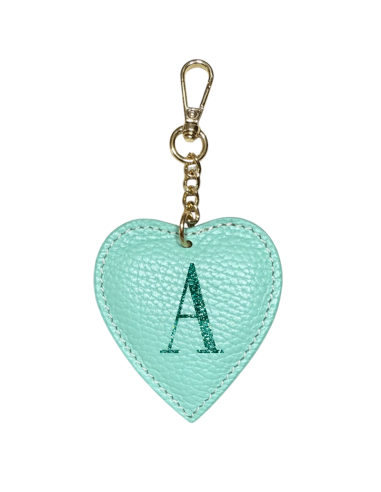 Portachiavi a cuore con lettera glitter