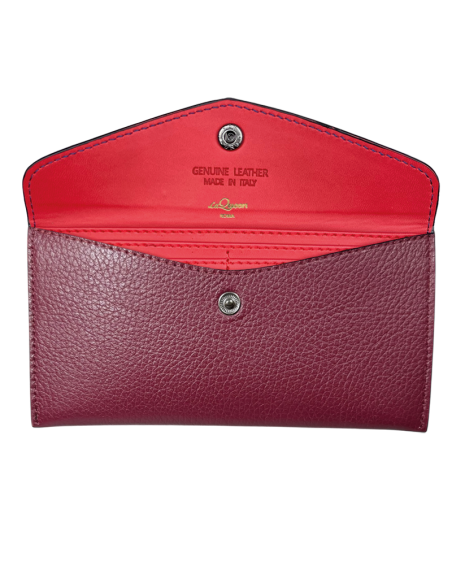 Portafoglio slim in pelle con interno rosso personalizzabile