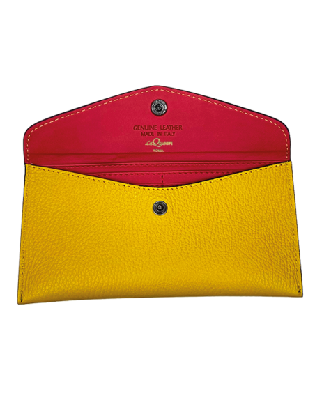 Portafoglio slim in pelle con interno rosso personalizzabile