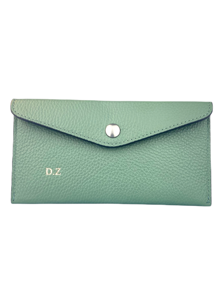 Portafoglio slim in pelle con interno rosso personalizzabile