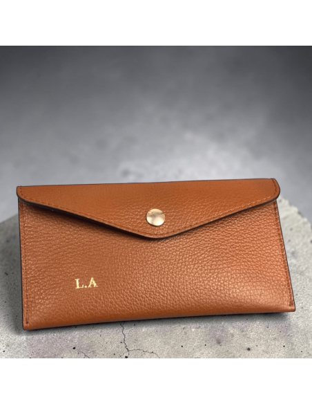 Portafoglio slim in pelle con interno rosso personalizzabile