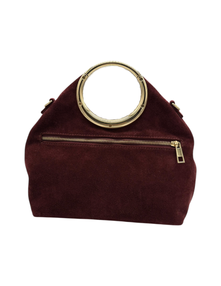 Borsa camoscio manico anello