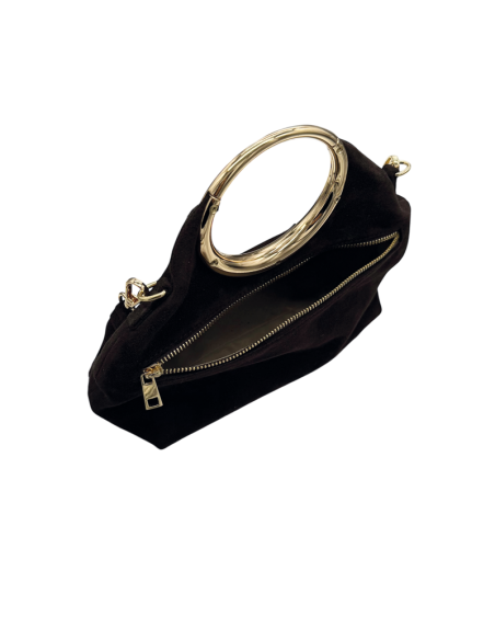 Borsa camoscio manico anello