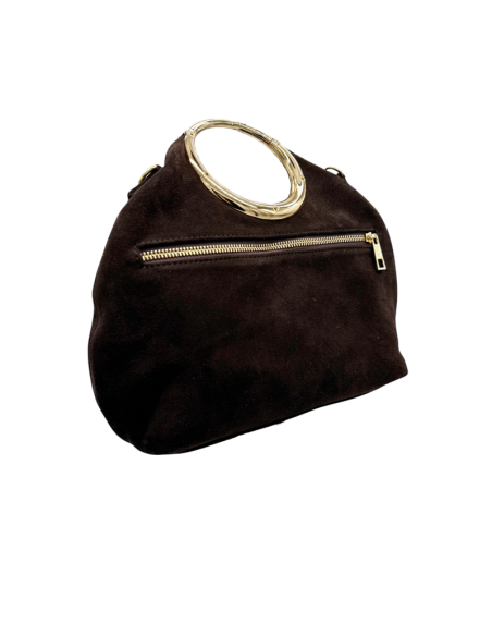 Borsa camoscio manico anello