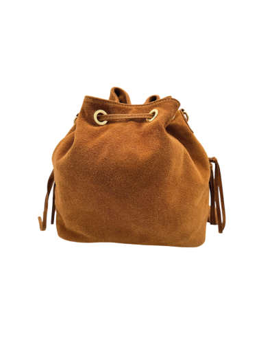 Borsa secchiello in camoscio con frange