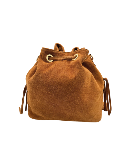 Borsa secchiello in camoscio con frange