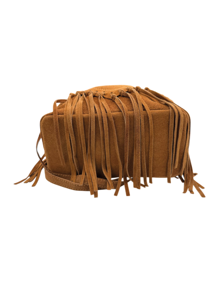 Borsa secchiello in camoscio con frange