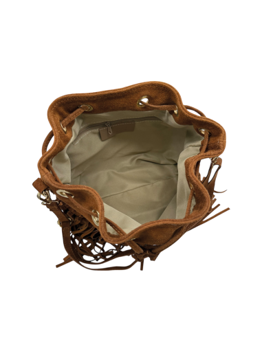 Borsa secchiello in camoscio con frange