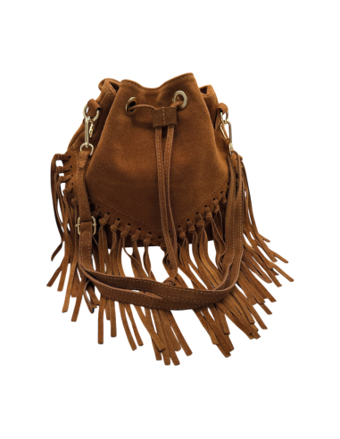 Borsa secchiello in camoscio con frange