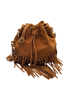 Borsa secchiello in camoscio con frange