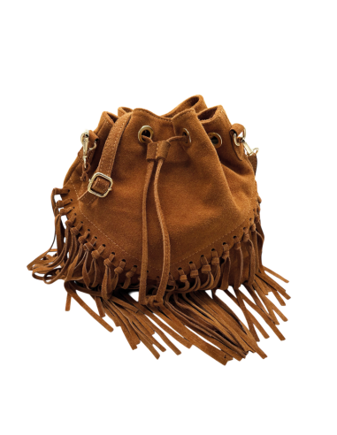 Borsa secchiello in camoscio con frange