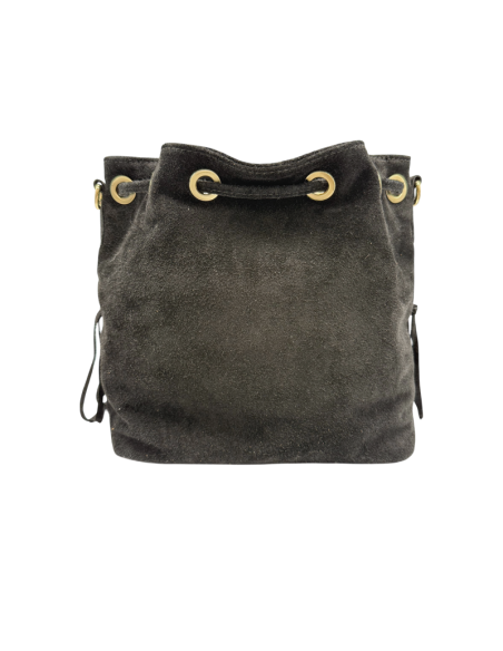 Borsa secchiello in camoscio con frange