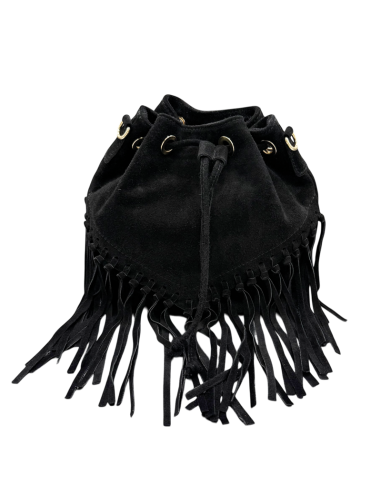 Borsa secchiello in camoscio con frange