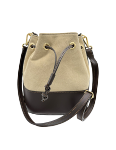 Borsa secchiello in pelle e camoscio