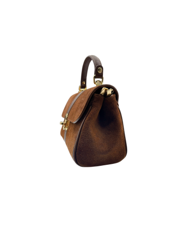 Borsa con manico in camoscio e pelle