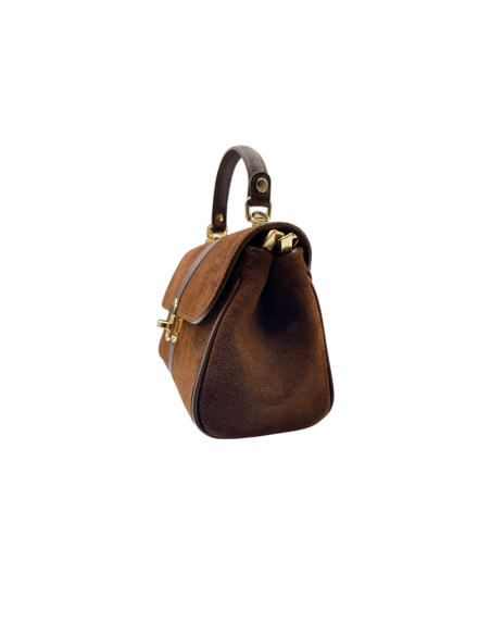 Borsa con manico in camoscio e pelle