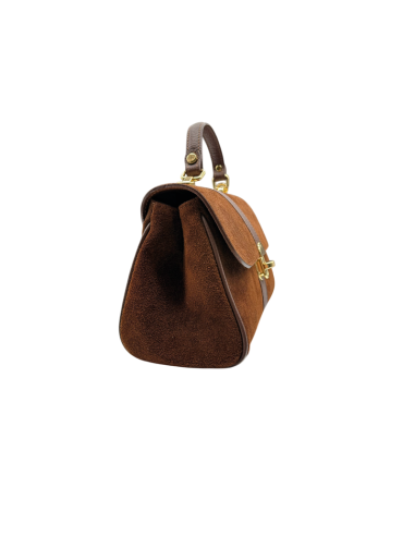 Borsa con manico in camoscio e pelle