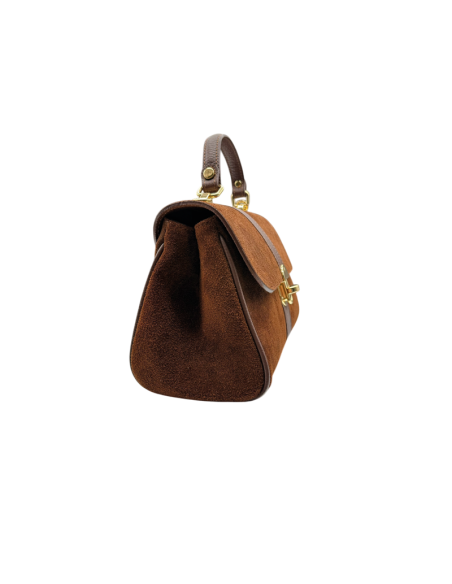 Borsa con manico in camoscio e pelle