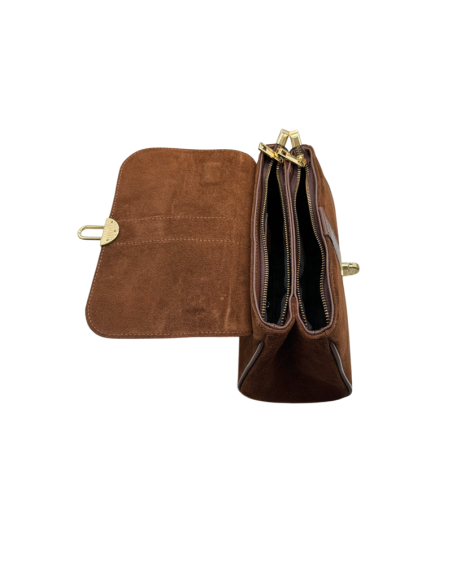 Borsa con manico in camoscio e pelle