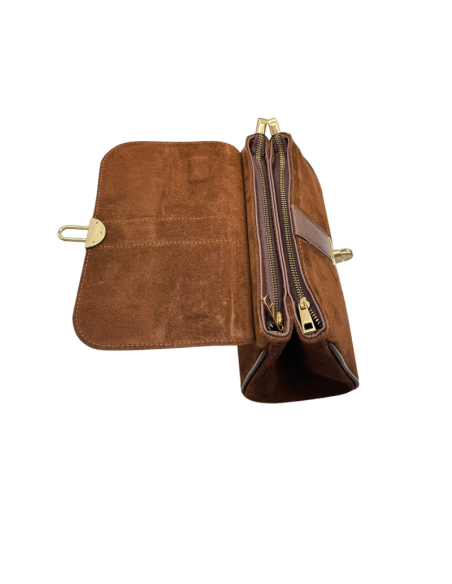 Borsa con manico in camoscio e pelle