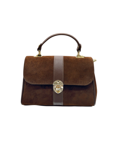 Borsa con manico in camoscio e pelle