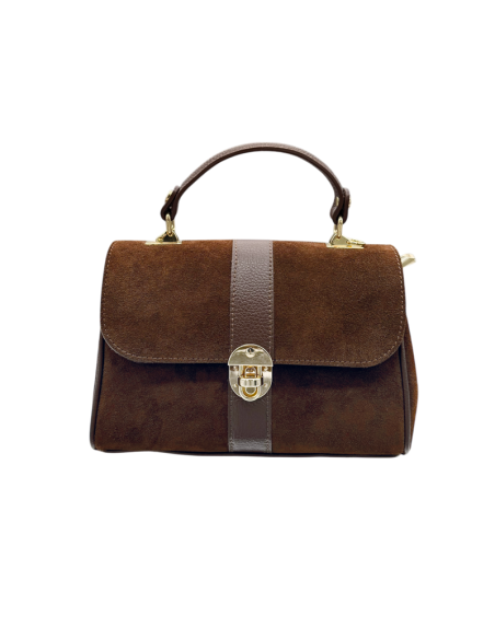 Borsa con manico in camoscio e pelle