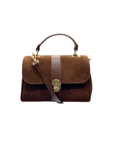 Borsa con manico in camoscio e pelle