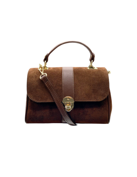 Borsa con manico in camoscio e pelle