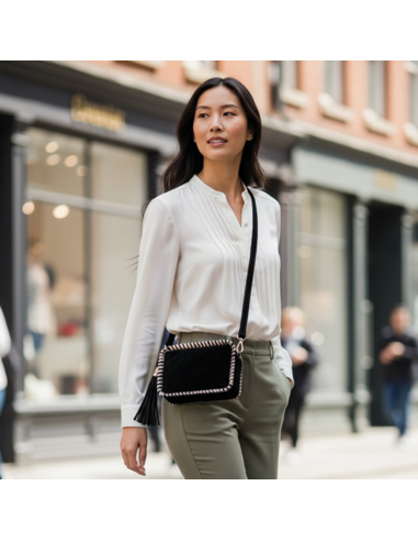 Borsa in camoscio con tracolla